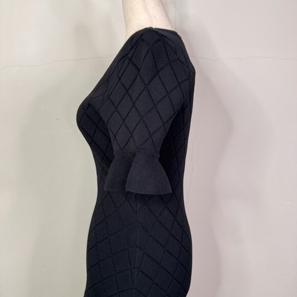 Opening Ceremony Knit Diamond Dress Black S Ruffle Sleeve Fit & Flare Classic - Picture 6 of 11